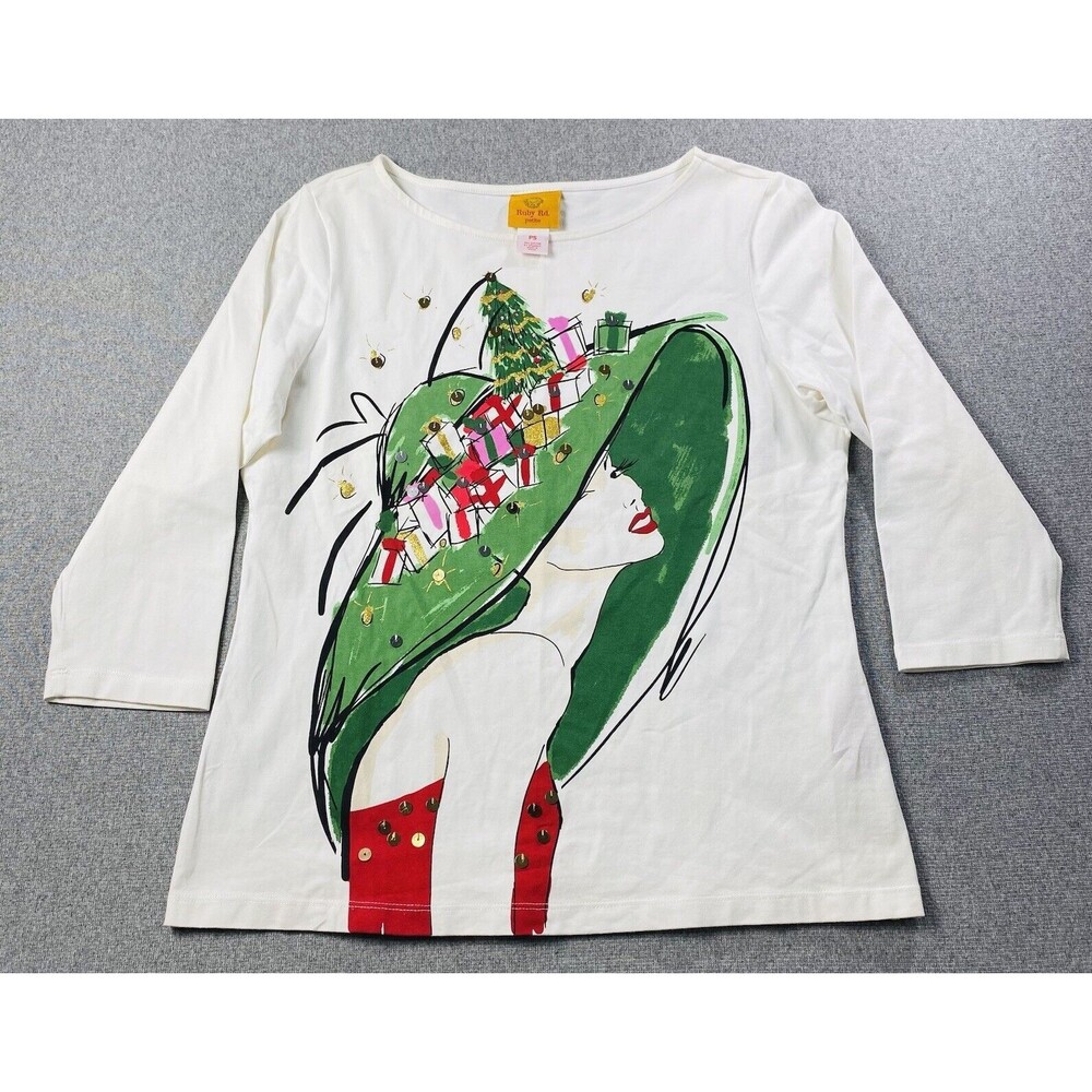 Vintage Ruby Rd Women Petite  Top Long Sleeves With Print Size PS Stretch